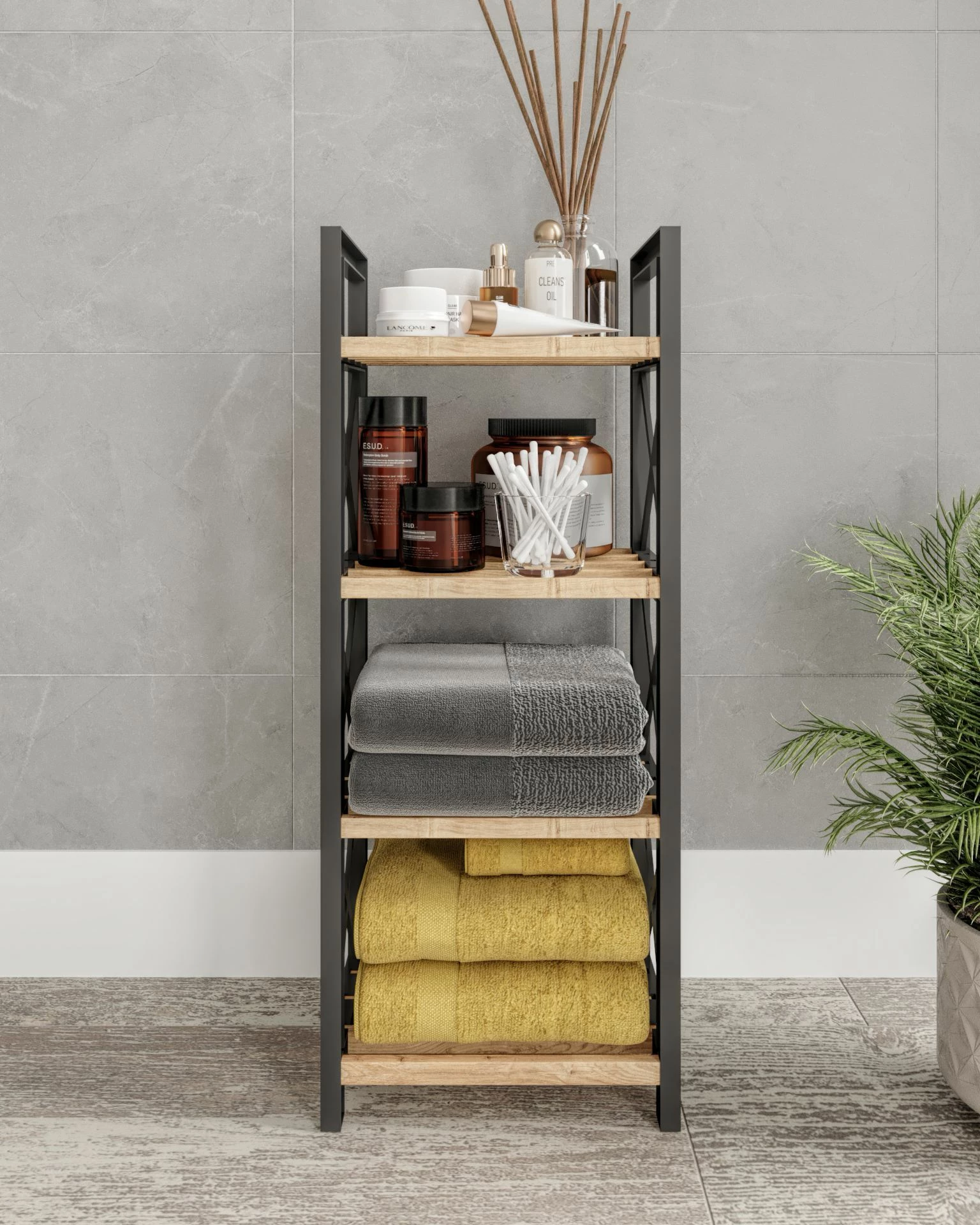 Raft multifunksional Skye Decor, Mini Flower 4, ngjyrë e zezë