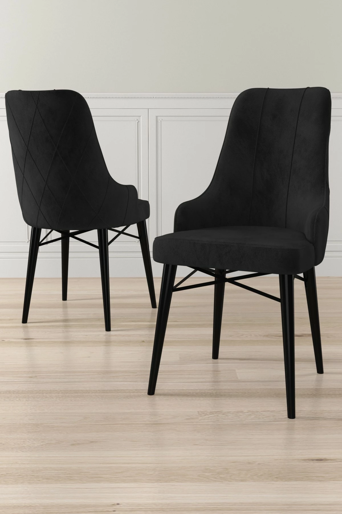 Set karrigesh (4 copë) Hanah Home, Neta, e zezë