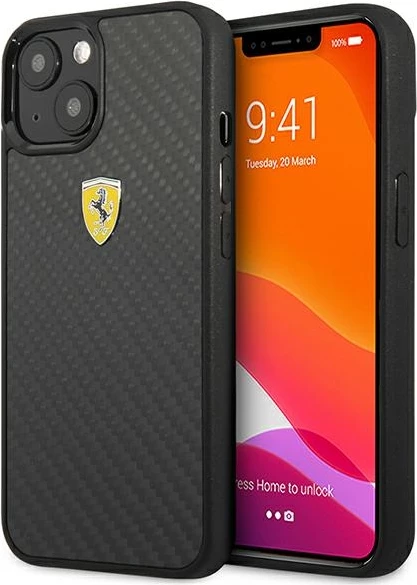 Mbështjellës Ferrari On Track për iPhone 13 mini, hardcase, karbon i zi