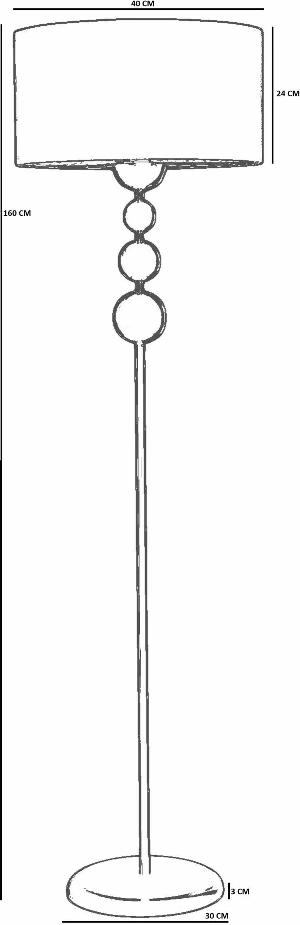 Llambë dyshemeje Opviq, 8934-3, trup metalik, kapak prej stofi, bezhë/zi, 160cm