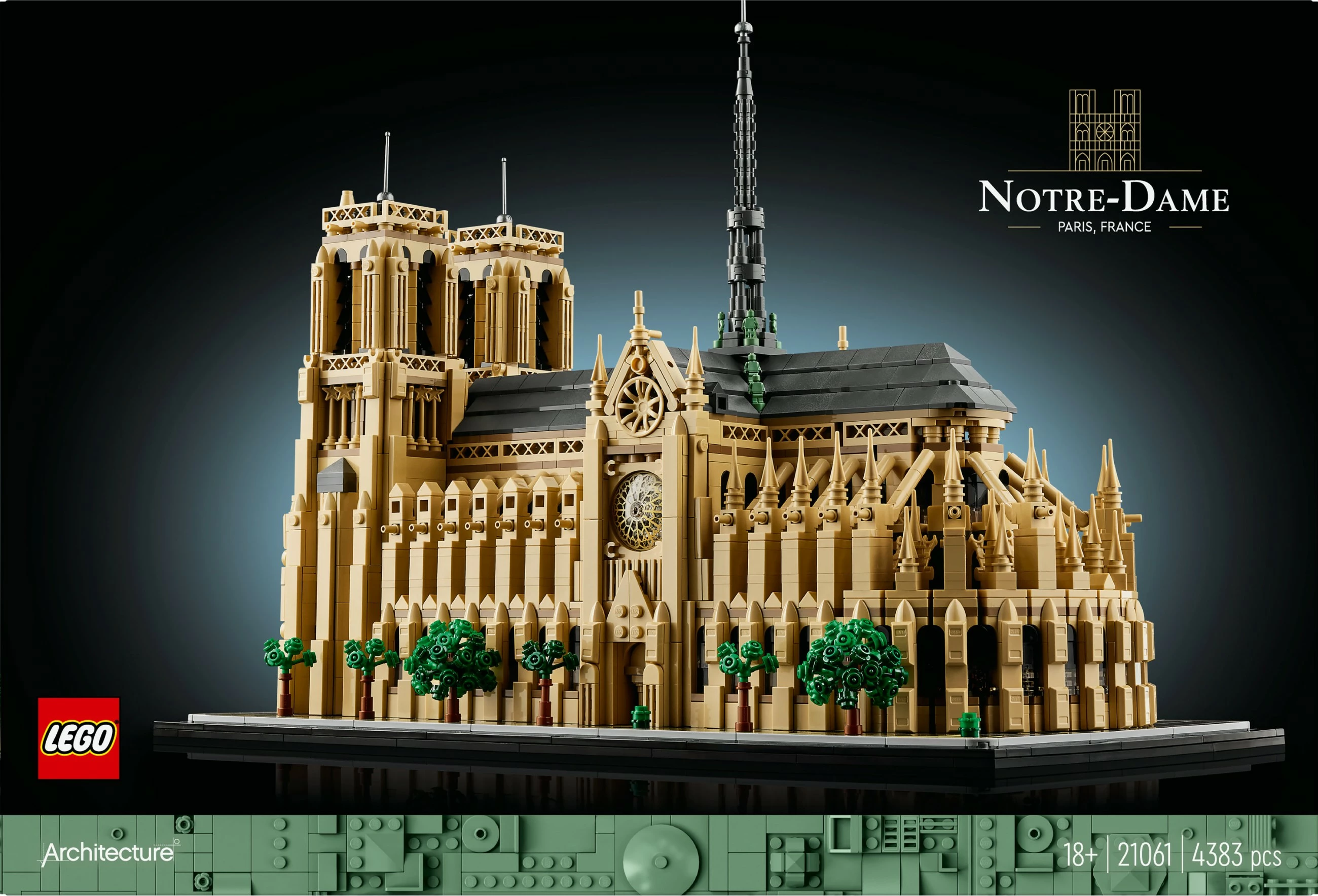 Set ndërtimi LEGO Architecture Notre-Dame de Paris, 4383 pjesë, plastikë, shumëngjyrësh