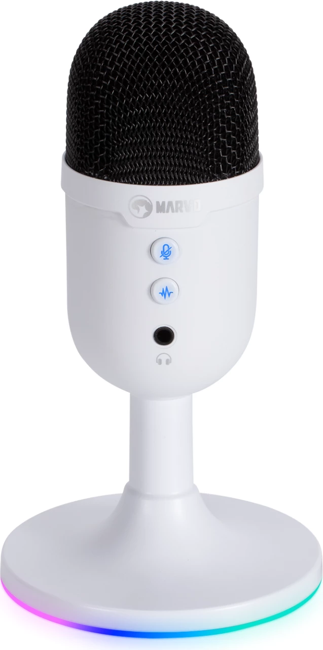 Mikrofon gaming Marvo MIC-06 RGB USB me dalje për kufje, i bardhë