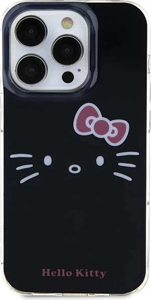 Mbështjellës Hello Kitty IML Kitty Face për iPhone 15 Pro Max, zi