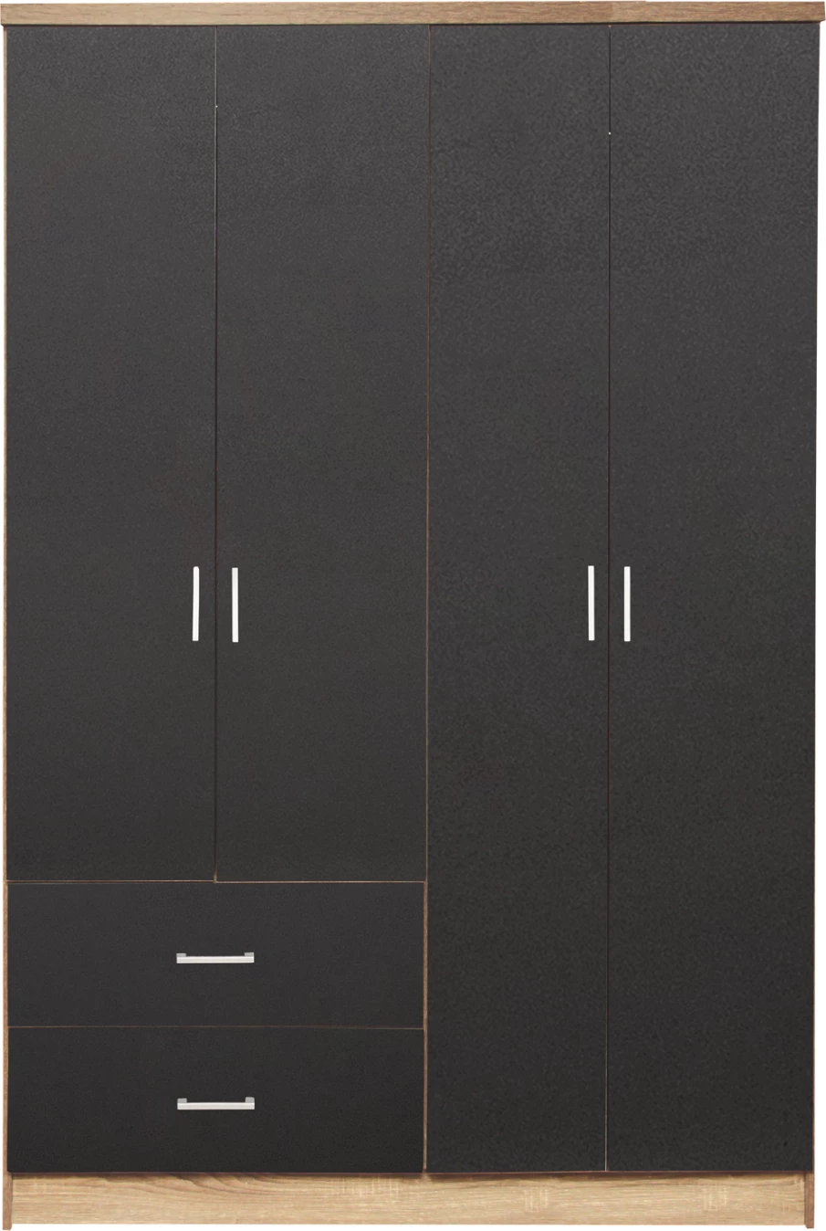 Dollap 4 dyer me 2 sirtarë FH339.04 Sonama-Gri 120x42x181cm