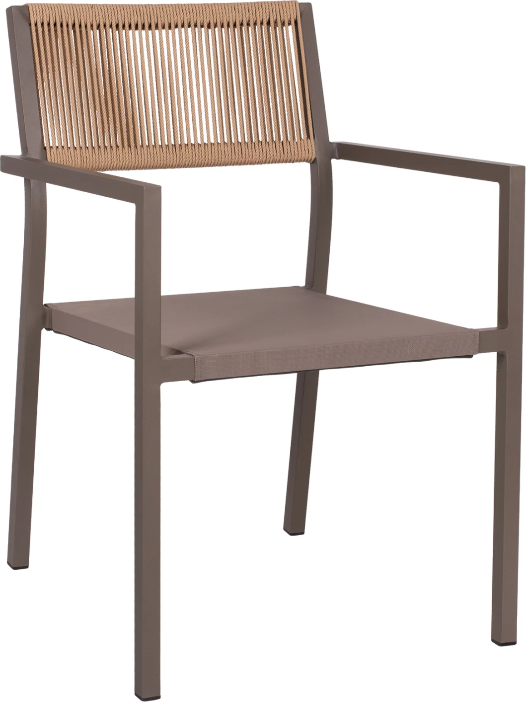 Karrige profesionale alumini, ngjyrë shampanje, me shpinë PE rattan, FH5893.03, 55.5x58.5x83 cm