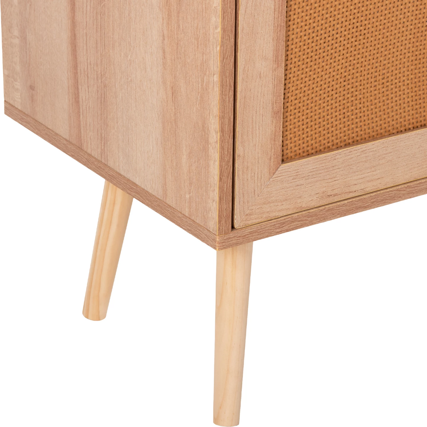 Mbajtës TV melamine me dyer rattan, ngjyrë natyrale, FH9223.11, 120x39x56.5 cm