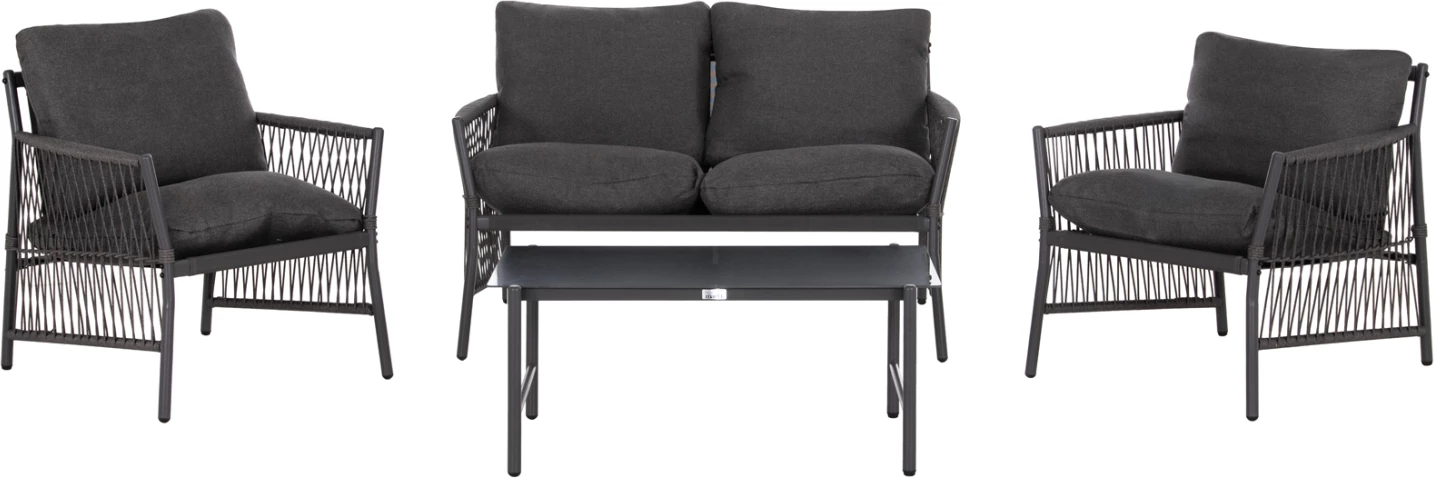 Set lounge për jashtë, 4 ulëse, DEANDRA FH6507.01, metal & jastëkë, ngjyrë gri