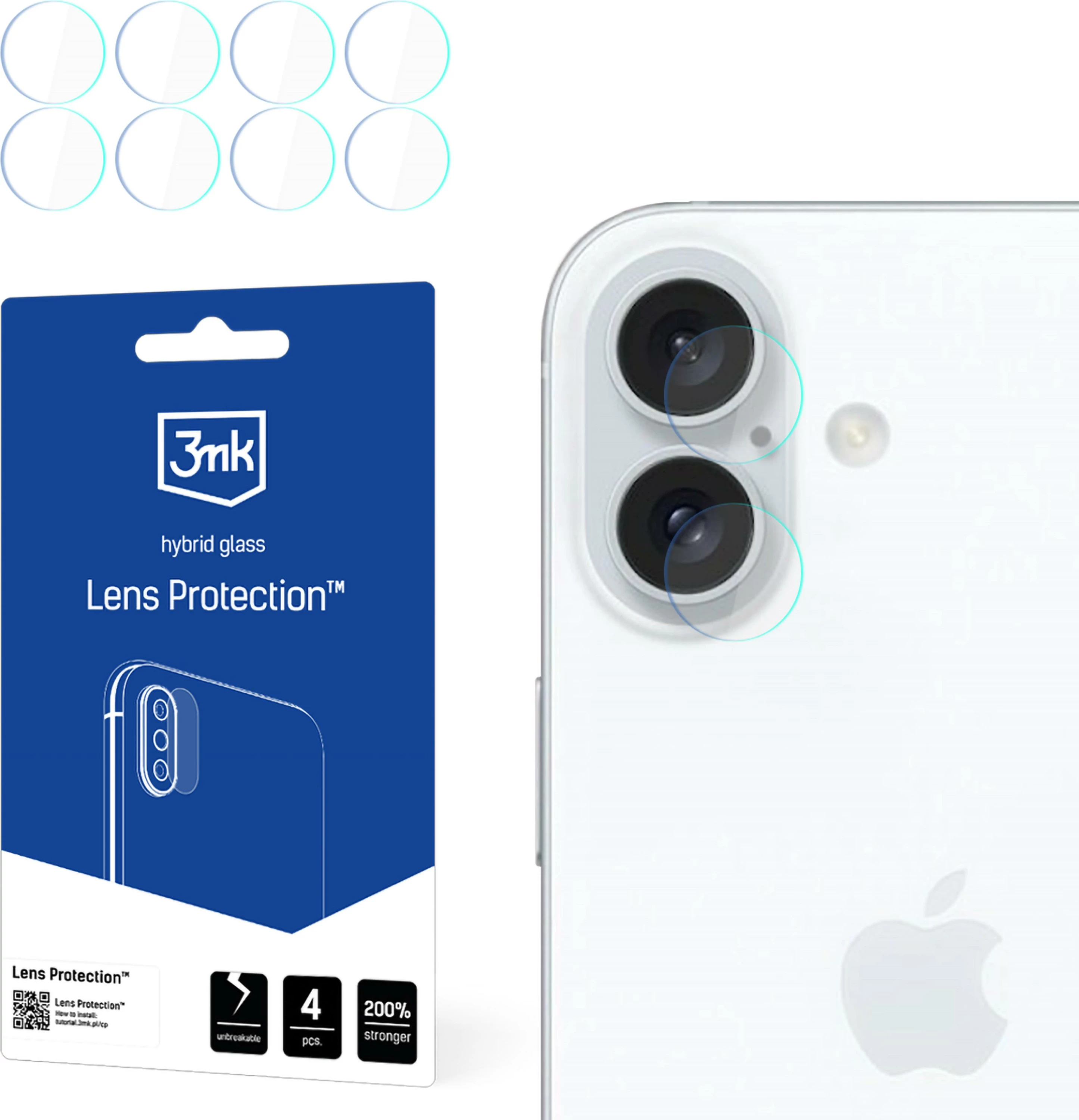 Mbrojtës xhami për kamerë 3mk Protection për iPhone 16, Transparent