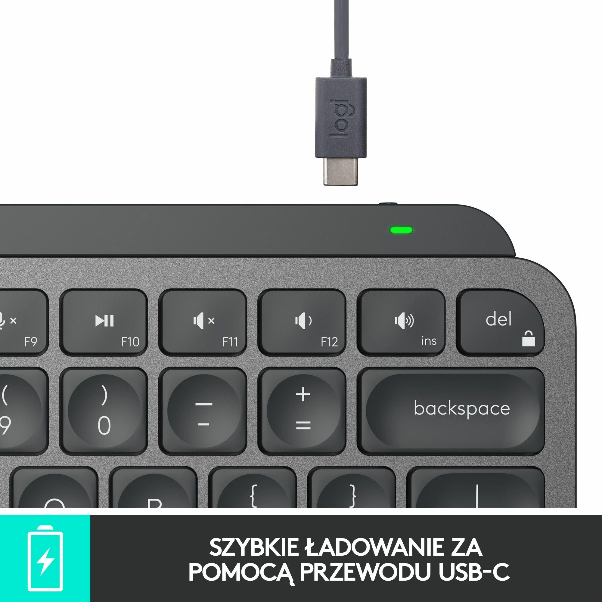 Tastierë Logitech MX Keys Mini 920-010498, wireless Bluetooth, e ndriçuar, US INTL layout, rikarikueshme USB-C, Graphite