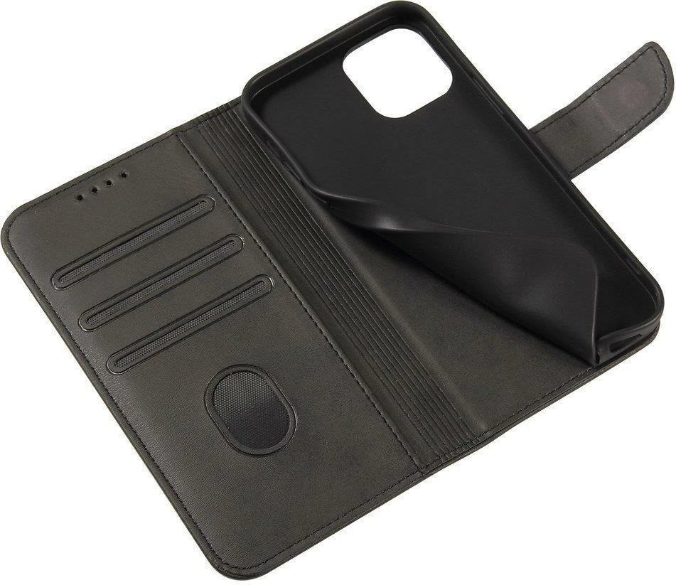 Mbështjellës Hurtel Magnet Case për Motorola Moto G 5G 2022, me flap, stand dhe xhep, i zi