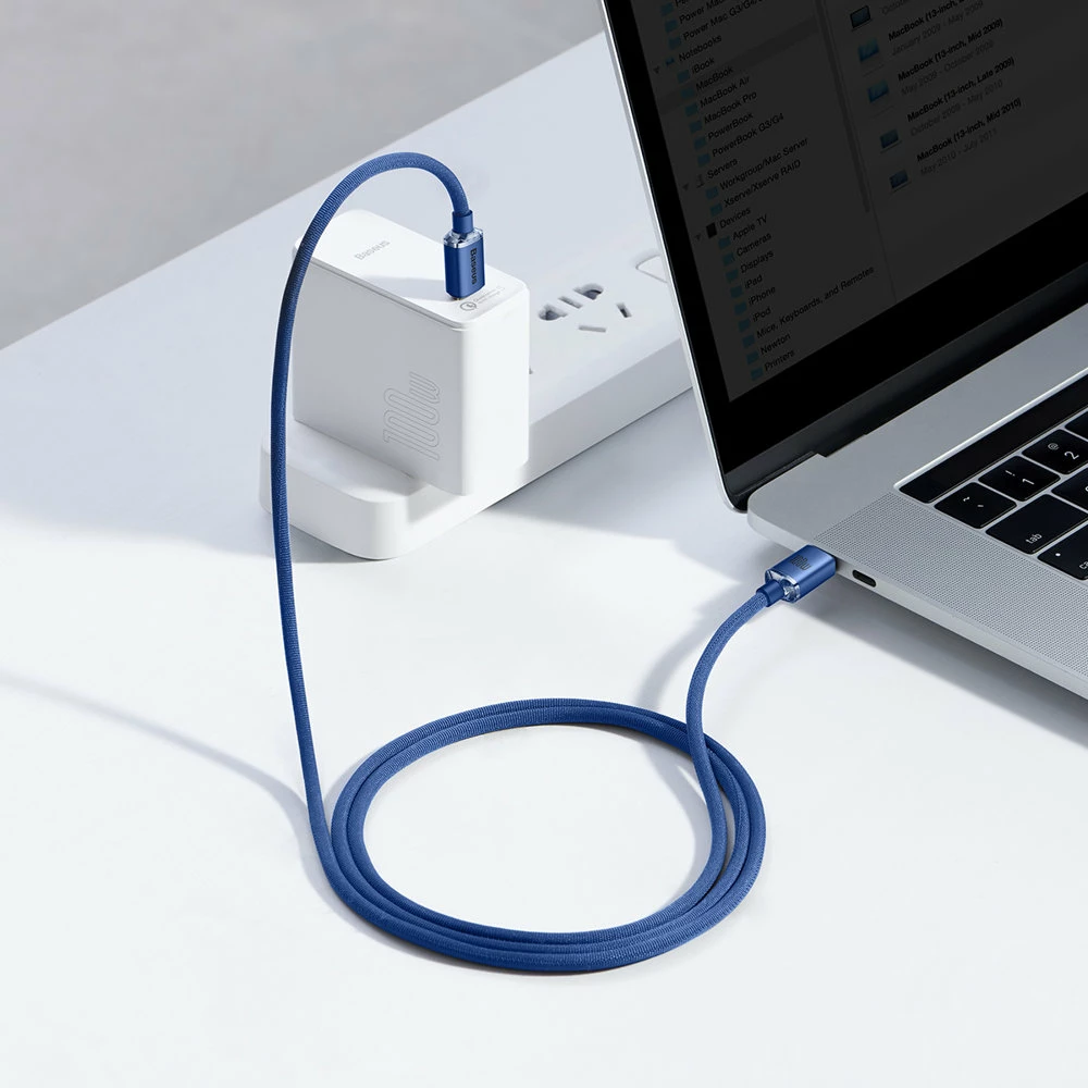 Kabllo USB-C në USB-C Baseus Crystal Shine Series CAJY000603, 1.2m, 100W, Blu