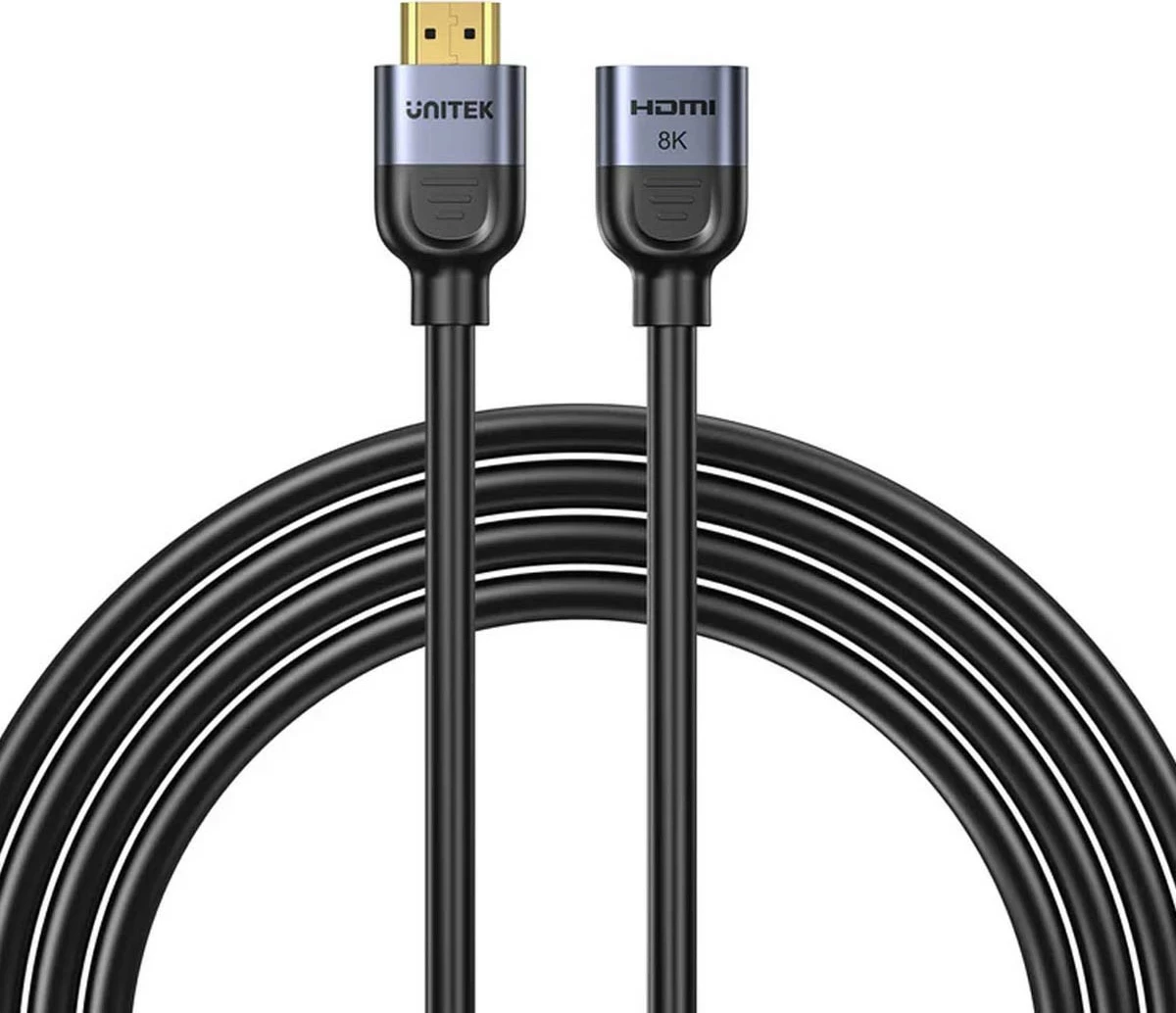 Zgjatës HDMI Unitek 2.1, 8K 0.5m, ngjyrë argjend-zi