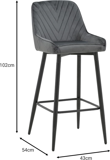 Karrige për bar Deppy, ngjyrë mollë e kalbur, kadife-metal, 43x54x102cm, set prej 2 copësh