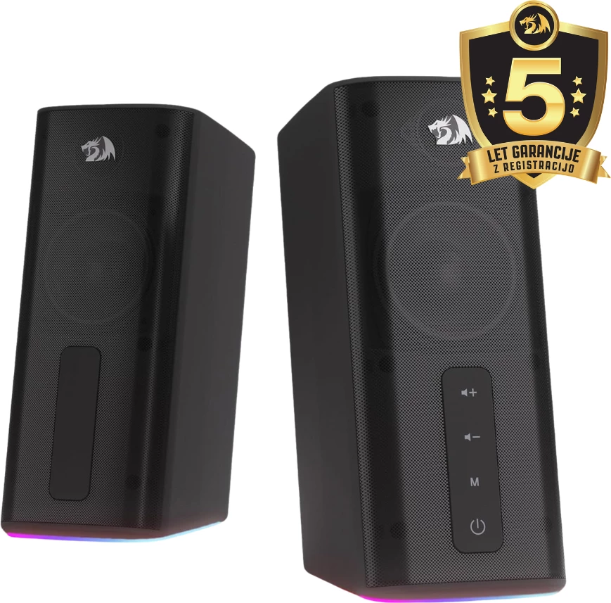 Altoparlantë Redragon Connie GS814, 2.0, Bluetooth 5.0, RGB, AUX 3.5mm, të zeza, set 2 copë