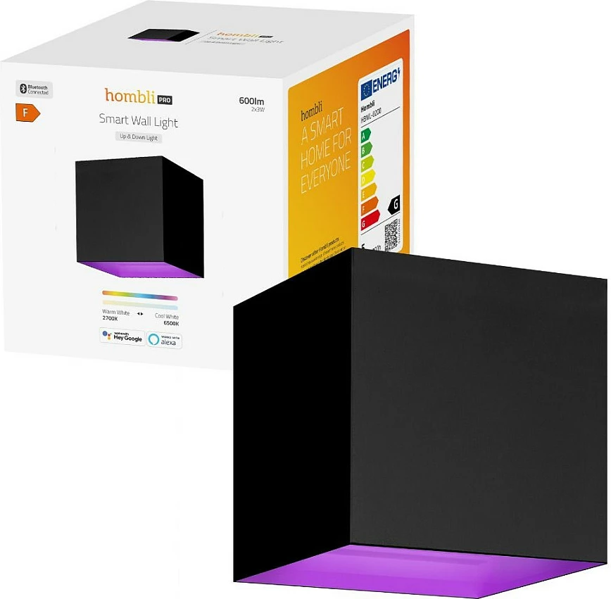 Dritë muri smart Hombli HBWL-0200, LED, 6W, RGB+CCT, IP54, e zezë