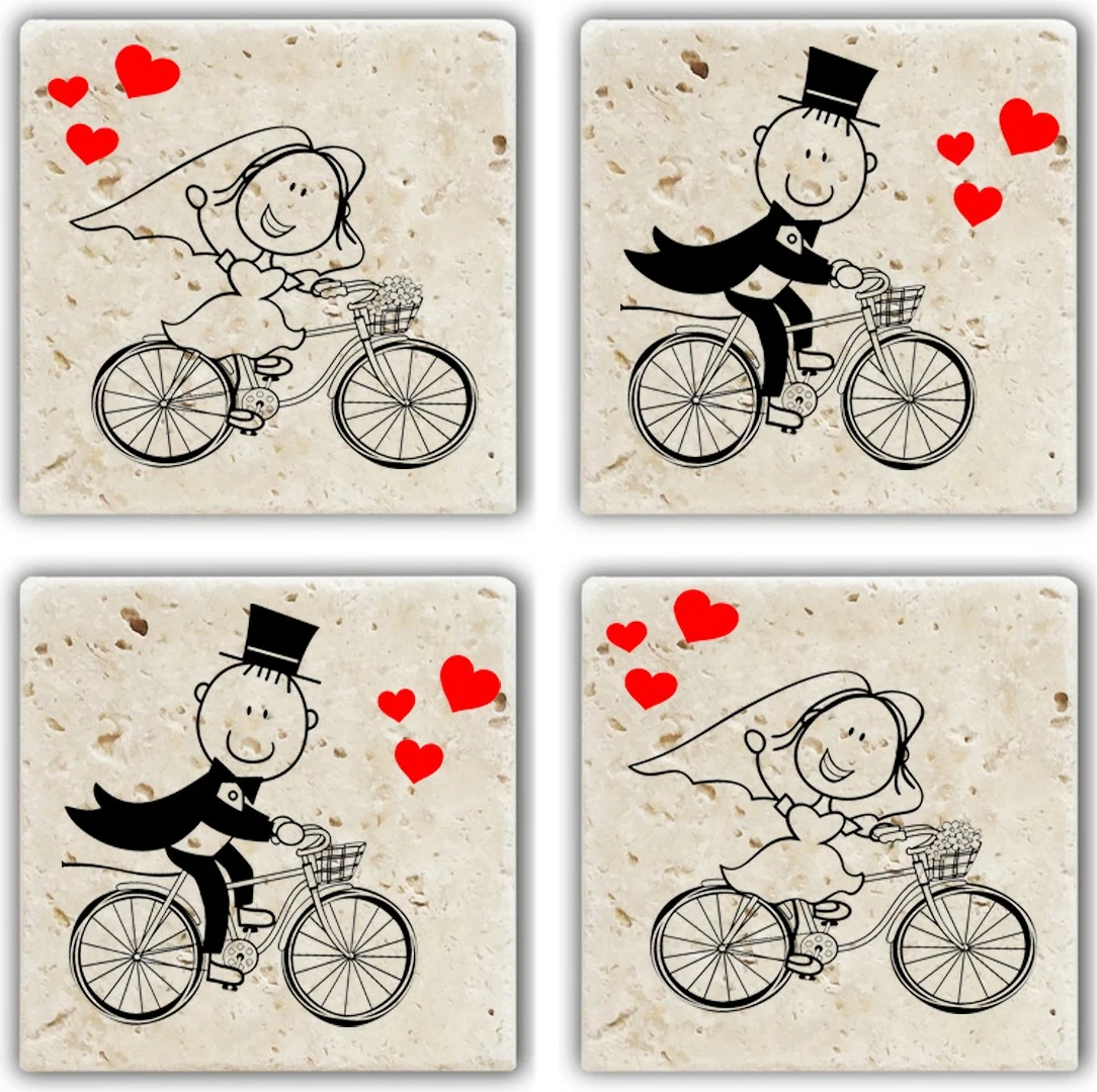 Set 4 copë mbajtëse gotash prej guri natyral, shumëngjyrëshe, Hermia, TBA7436502835858