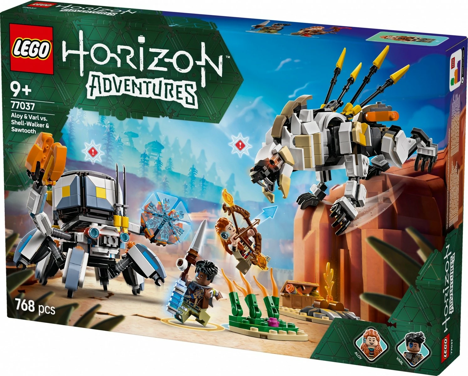Set LEGO Horizon Adventures 77037, Aloy dhe Varl kundër Crab-Lizard dhe Buzzsaw, 768 pjesë