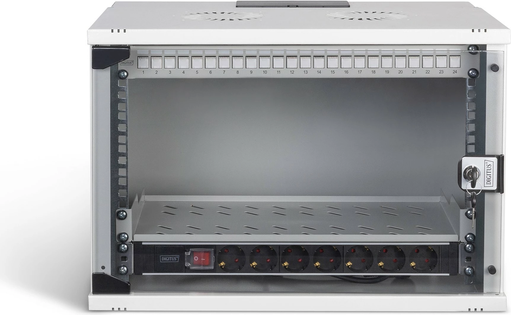 Kasë rrjeti Digitus 7U, 48.3cm (19"), 540x400mm, gri, montim në mur