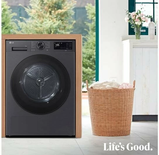 Tharëse rrobash LG RHX5009TBB 9 kg, heat pump, Wi‑Fi, klasa B, frontale, matte black