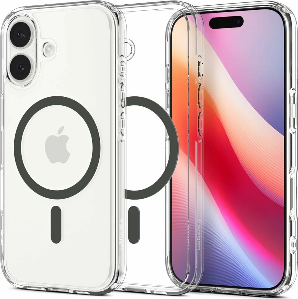 Mbështjellës Spigen Ultra Hybrid Mag MagSafe ACS10381 për iPhone 17, transparent/graphite, 1 copë