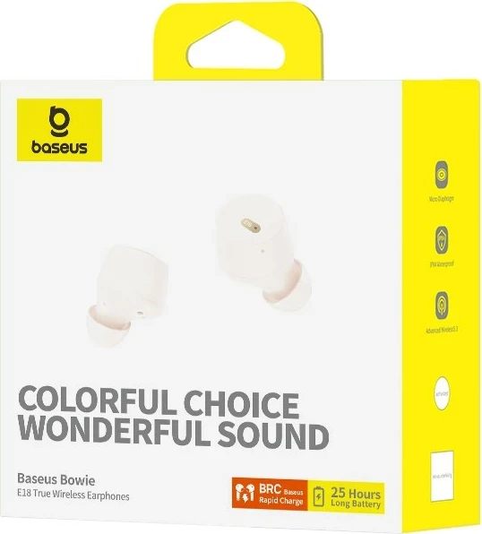 Dëgjuese Baseus Bowie E18, True Wireless Stereo (TWS), Bluetooth, të bardha