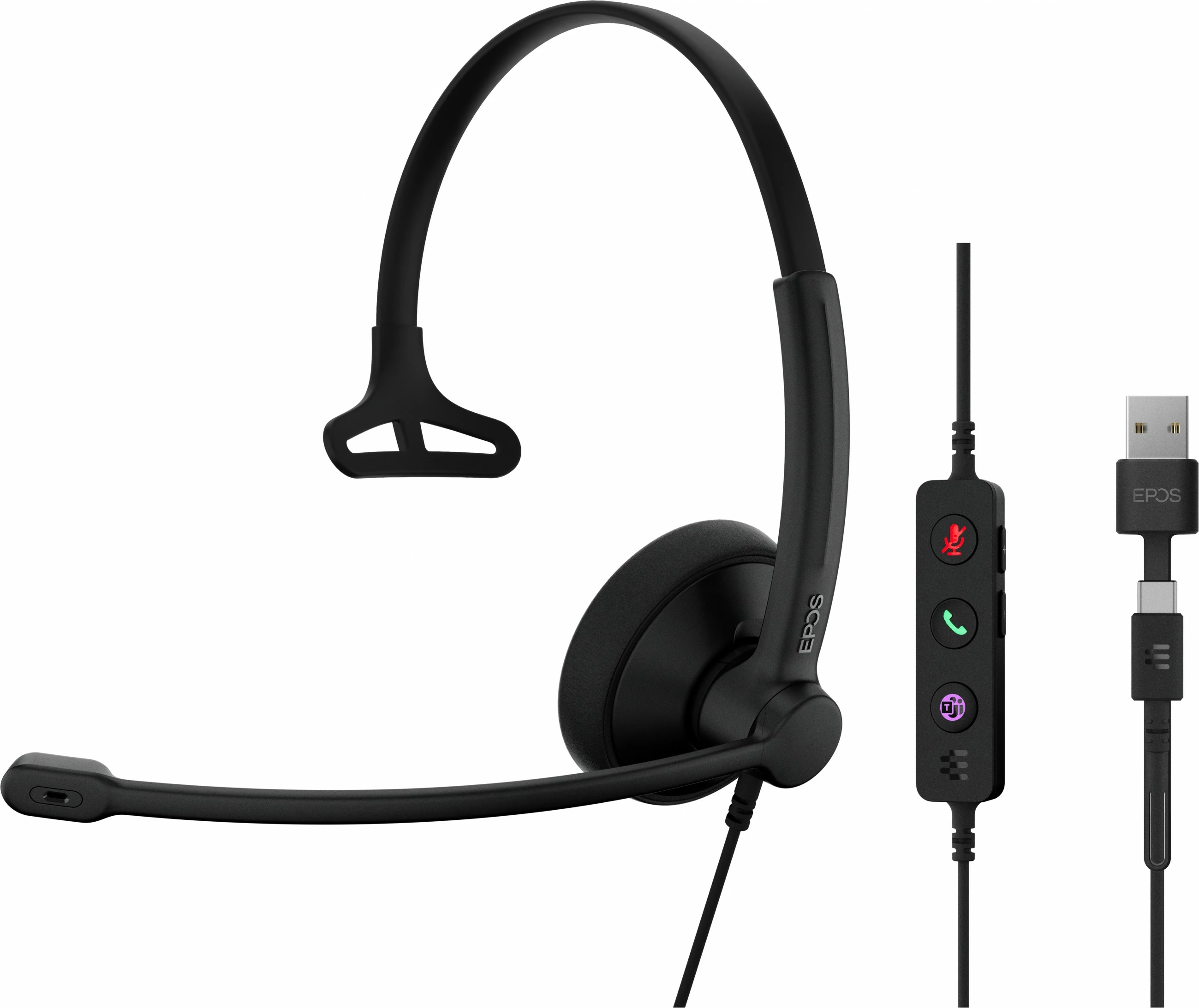 Kufje EPOS IMPACT 100 MS, mono, USB-C+A, e zezë