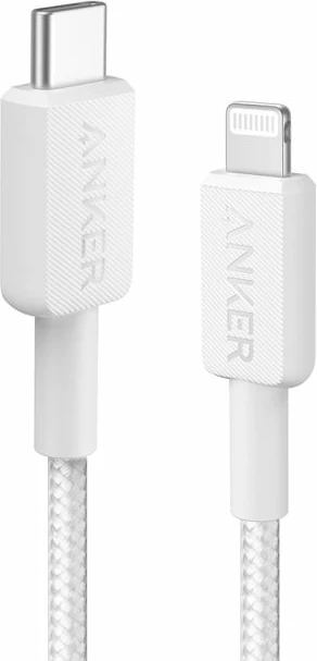 kabllo Anker 322 USB-C në Lightning e gërshetuar 0.9 m, e bardhë