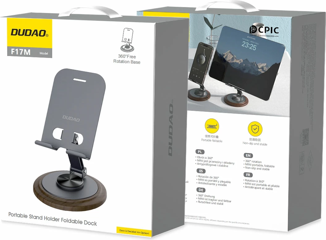 Mbajtës telefoni Dudao F17M, metal, 360°, Gri