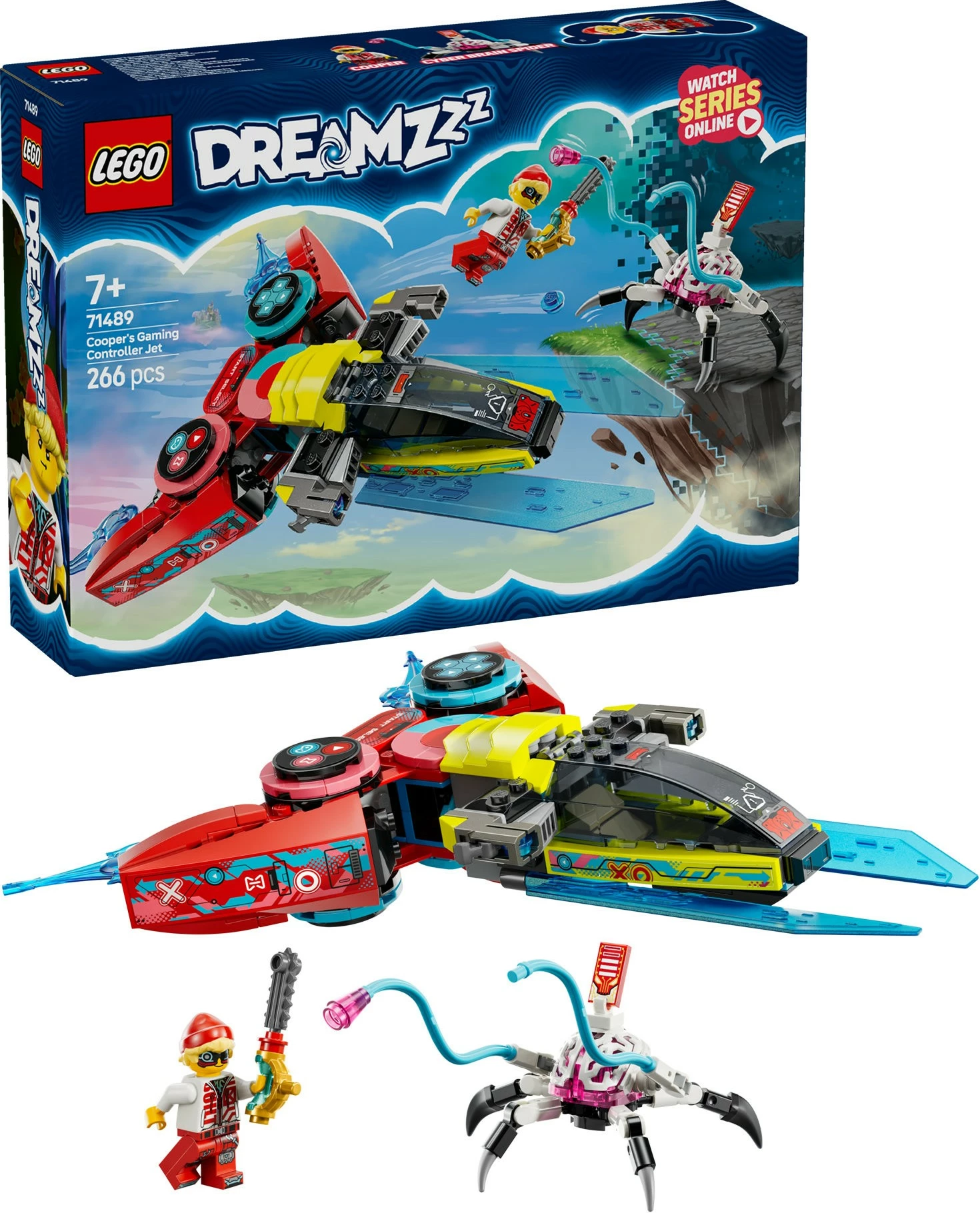 Set ndërtimi LEGO DREAMZzz 71489, Cooper's Gaming Controller Jet, 266 pjesë, shumëngjyrësh