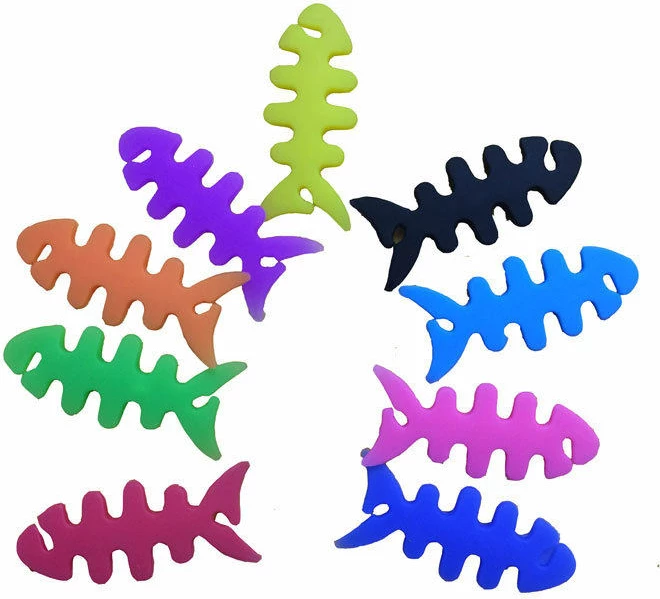 Mbështjellës kabllo për kufje Hurtel, formë peshku, plastikë, i gjelbër