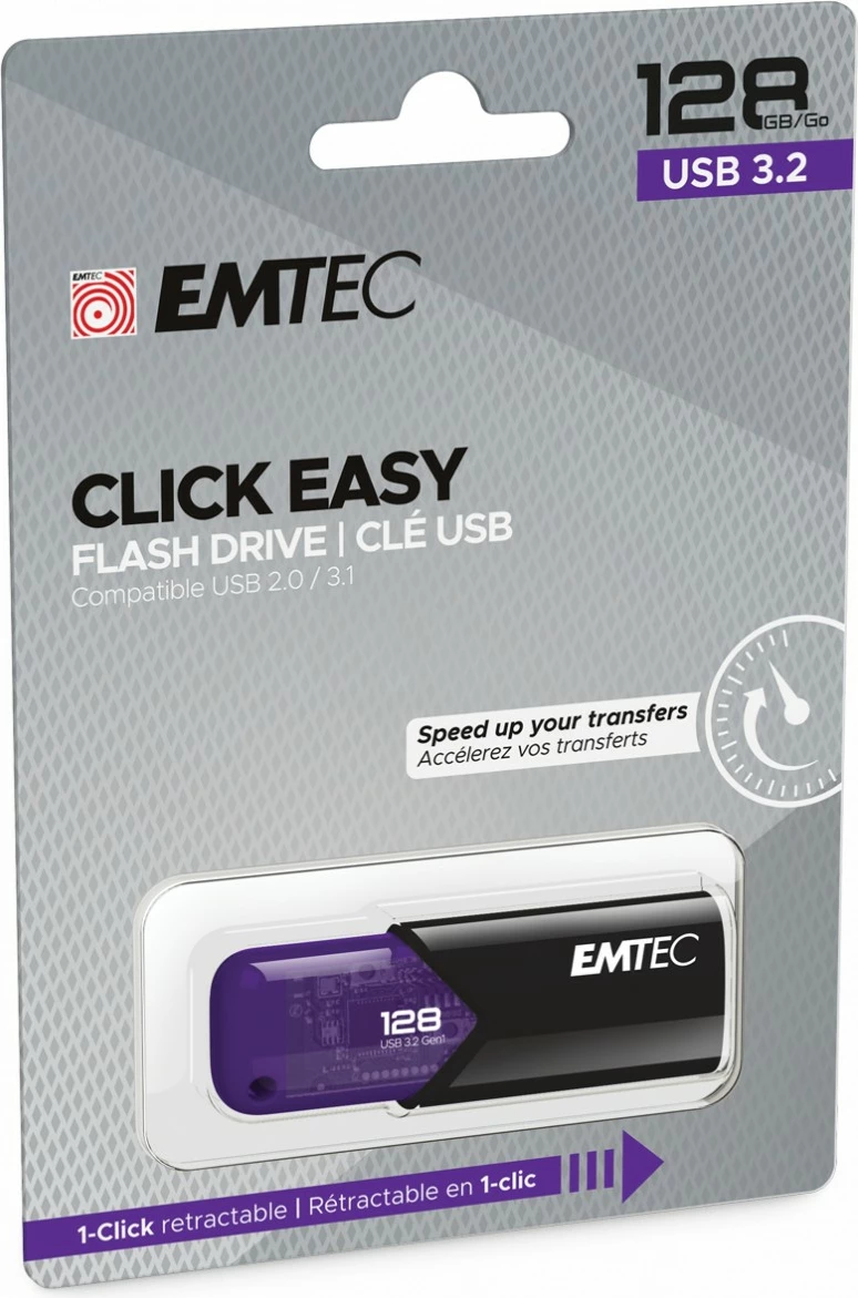 USB stick EMTEC Click Easy B110 128GB, e zezë/vjollcë
