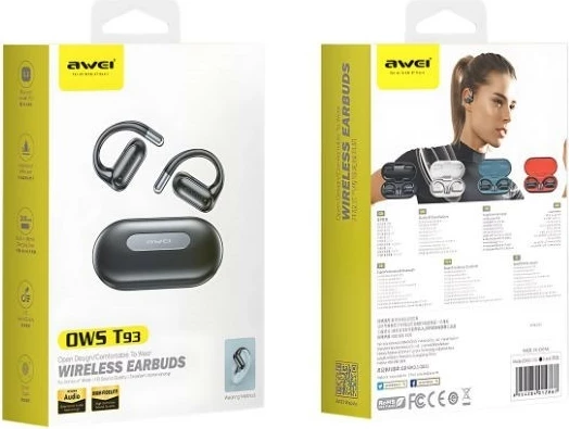 Kufje Bluetooth AWEI T93 OWS, Ear-clip, 40 orë bateri, Bardhë