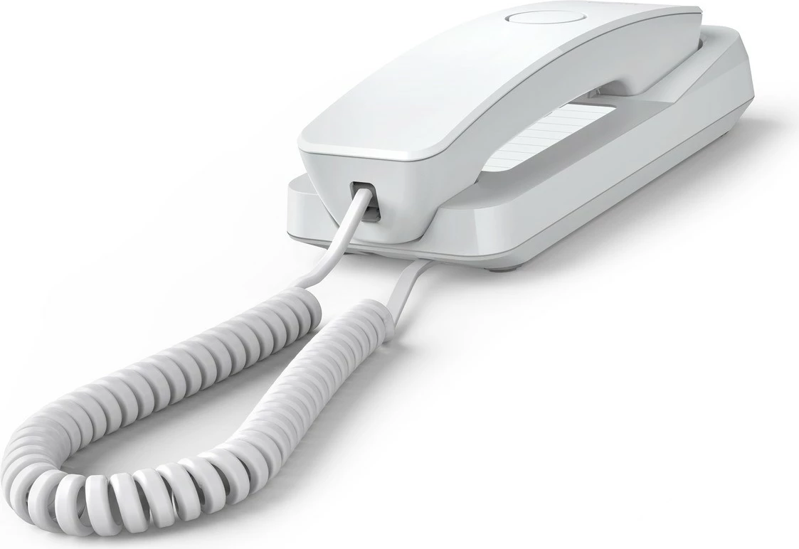 Telefon fiks me kabllo, Gigaset DESK 200, 10 shpejtthirrje, montim në mur, pa ekran, i bardhë