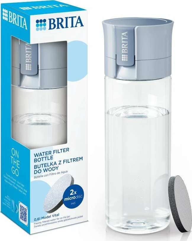Shishe filtruese uji Brita Vital 600 ml, pastel blu, set me 2 MicroDisc filtra