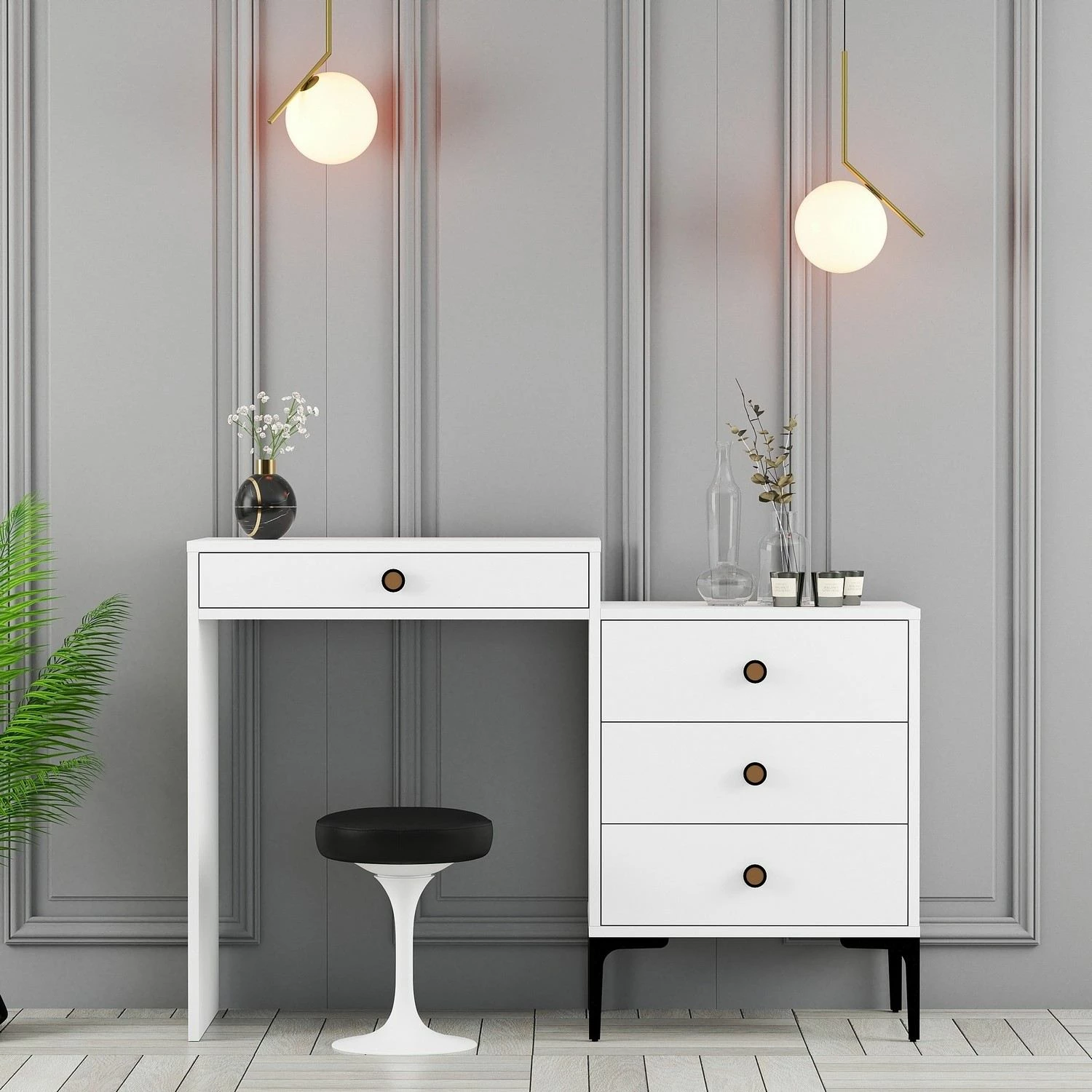 Tavolinë grimimi Lizbon 556, e bardhë