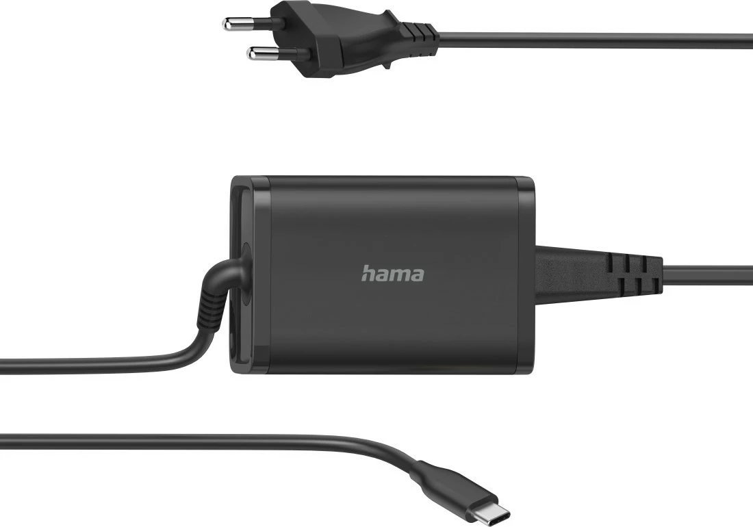 Karikues universal Hama 200006 për laptop, USB-C, 65W, i zi
