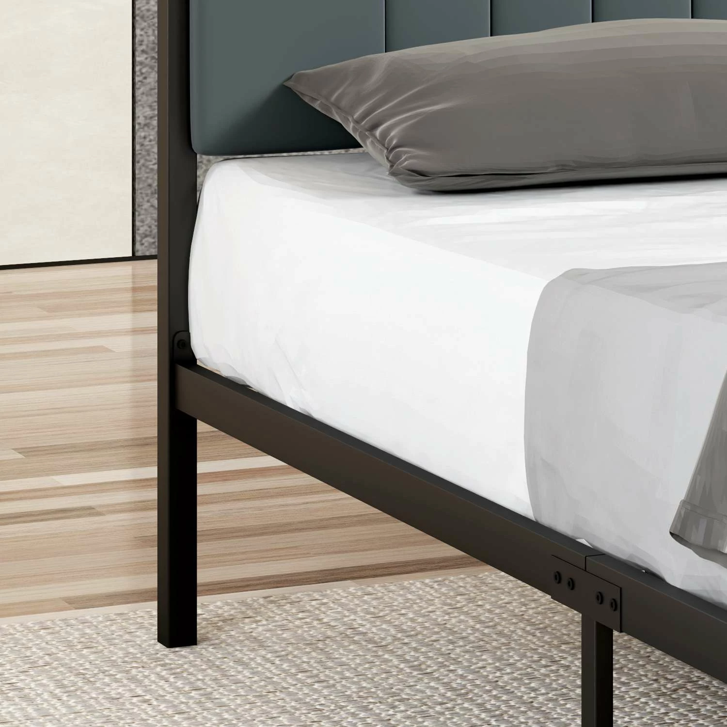 Krevati dopio, metal, ngjyrë antracit, Skye Decor, 140x200