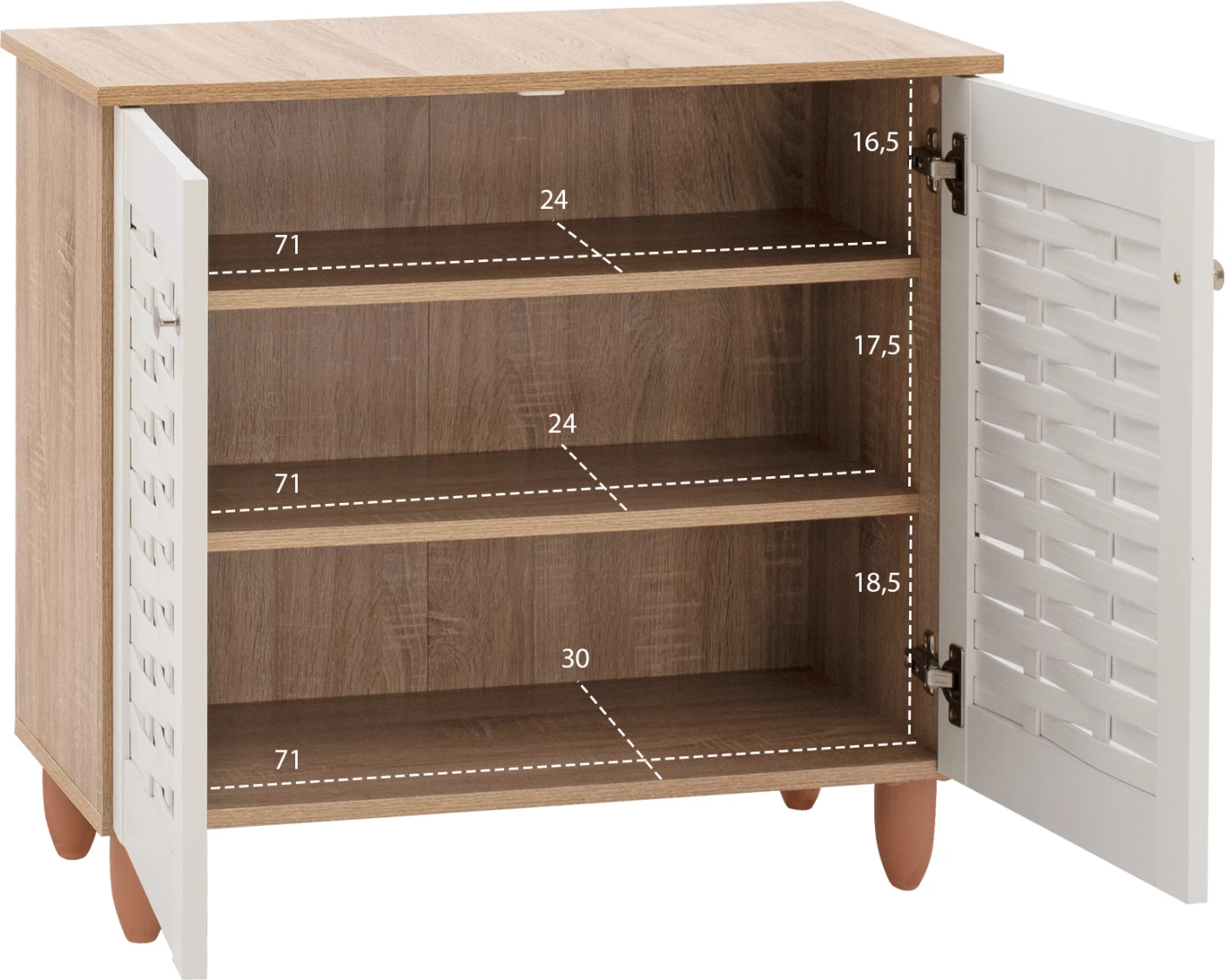 Raft këpucësh FH2208.06, sonama-bardhë, 77x34x67,5 cm