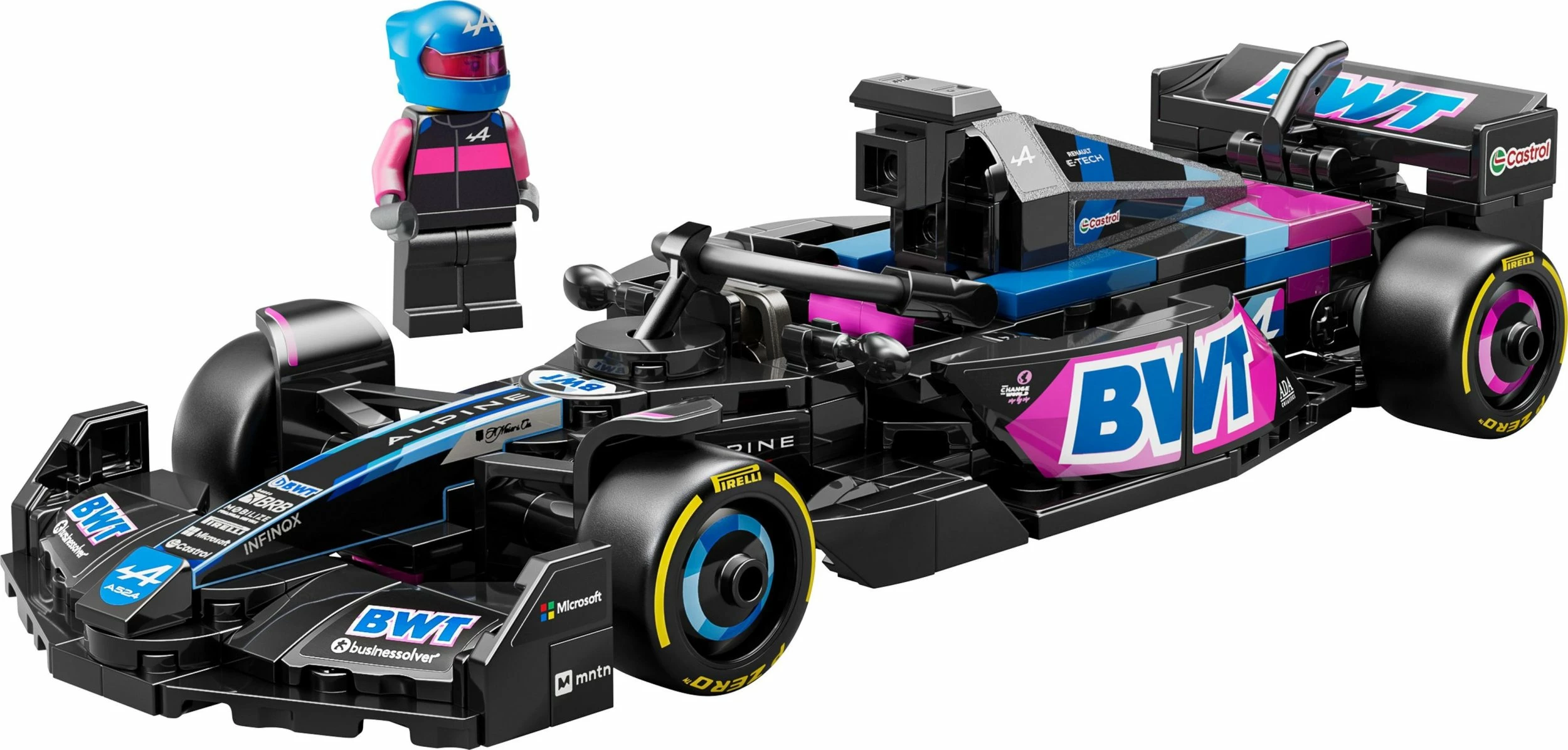 Set LEGO Speed Champions Bolid F1 BWT Alpine Team A524 77248, 258 copë, zi/kaltër/rozë