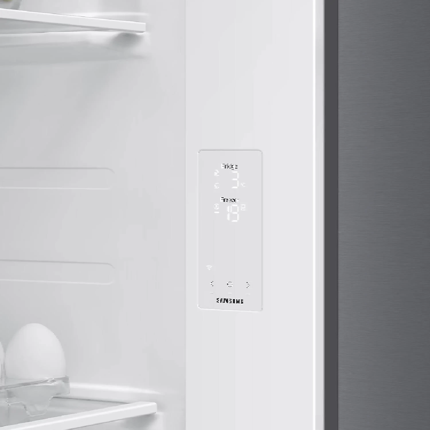 Frigorifer side-by-side Samsung RS70F65QDTEO 659L AI Twin Cooling Plus SpaceMax shpërndarës ujë/akull Wi‑Fi klasa D, argjendtë mat