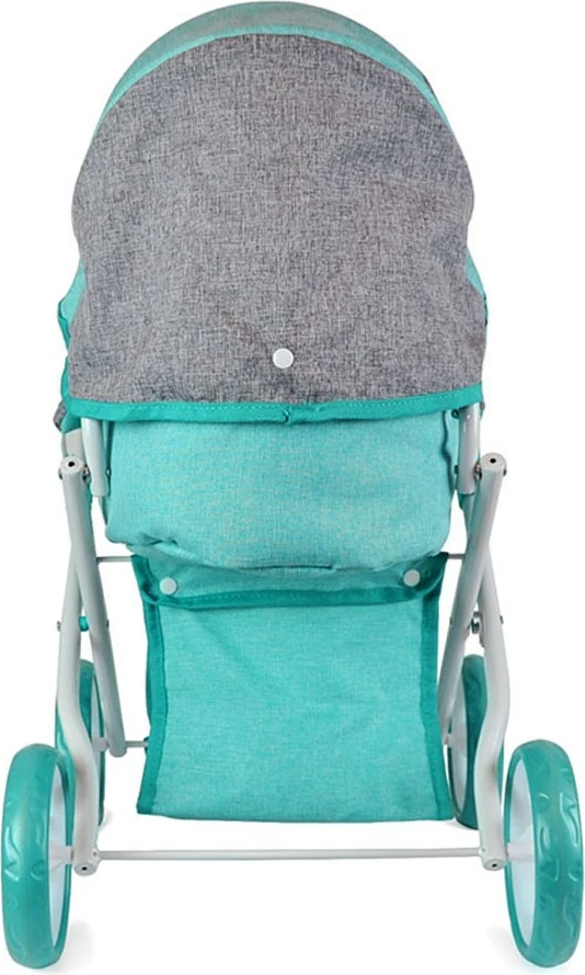 Karrocë për kukulla, Milly Mally, Alice Prestige, e thellë me djep të heqshëm për kukulla deri 40 cm, palosëse 67 cm, turkeze