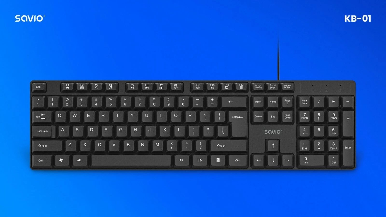 Tastierë me kabllo Savio KB-01, USB, e zezë