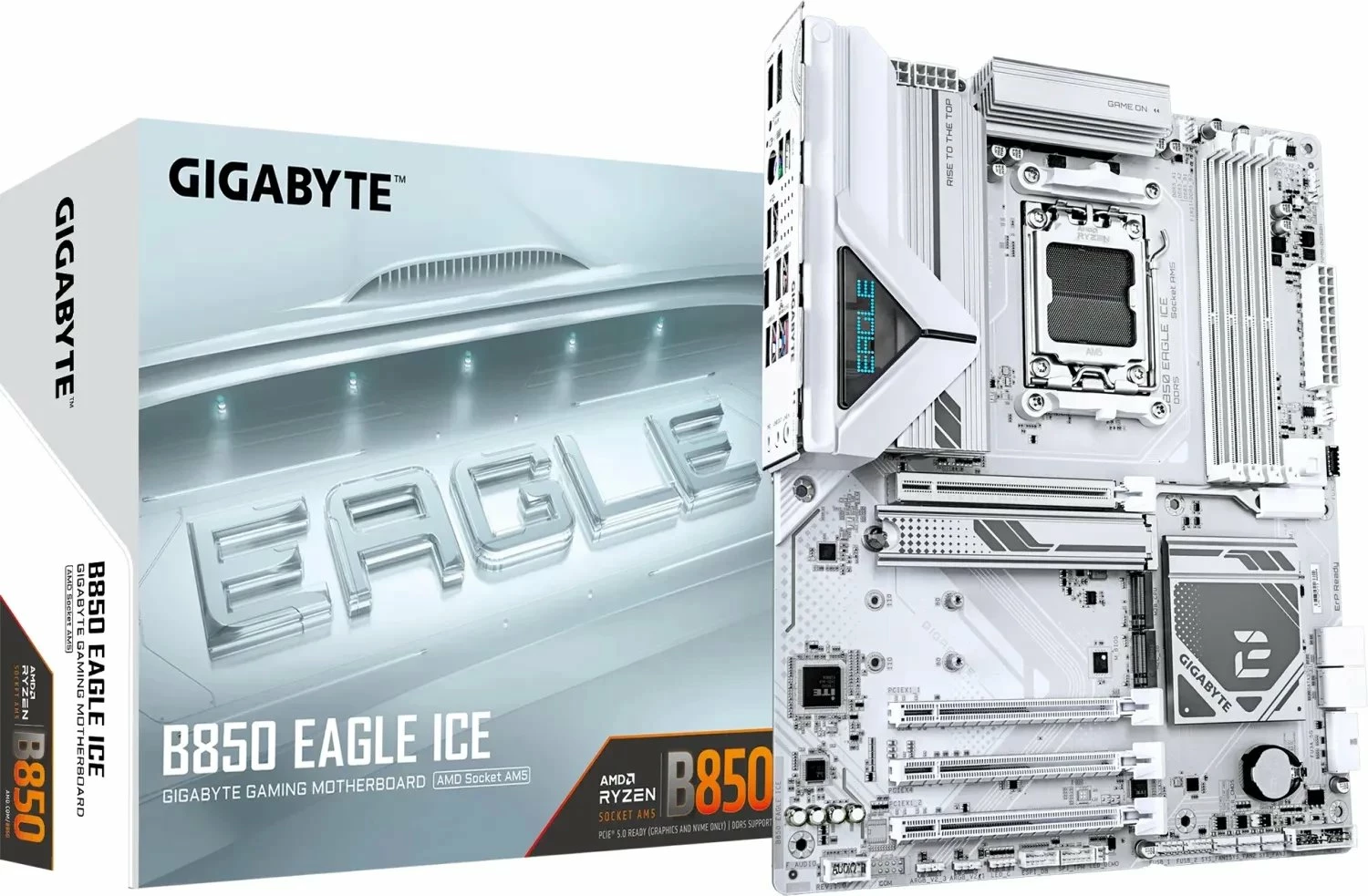 Pllakë amë Gigabyte B850 EAGLE ICE AM5 ATX DDR5, e bardhë