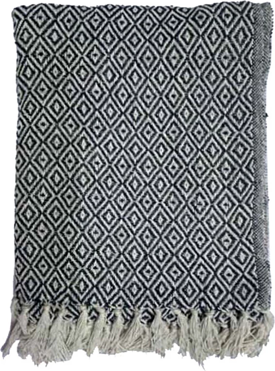 Mbulesë dekorative Lance, pambuk-poliester, e bardhë-e zezë, 130x170cm