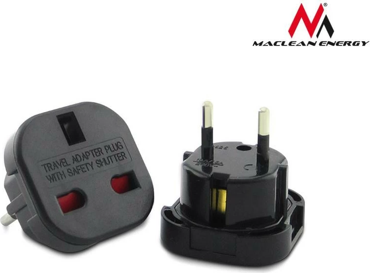 Adapter Maclean MCE72 për prizë EU në UK, i zi