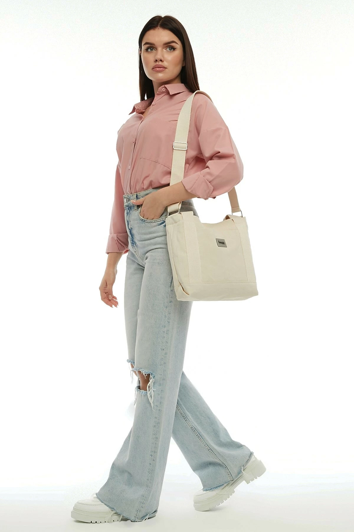 Çantë tote krem Zoozie Bags, 2143