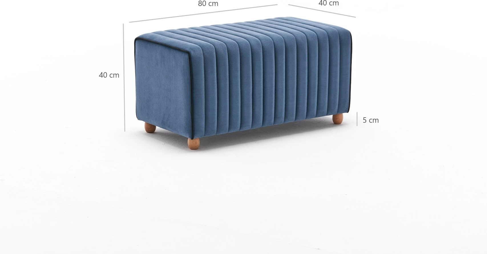 Puf Mabel, kadife blu, trup druri, 80x40x40cm