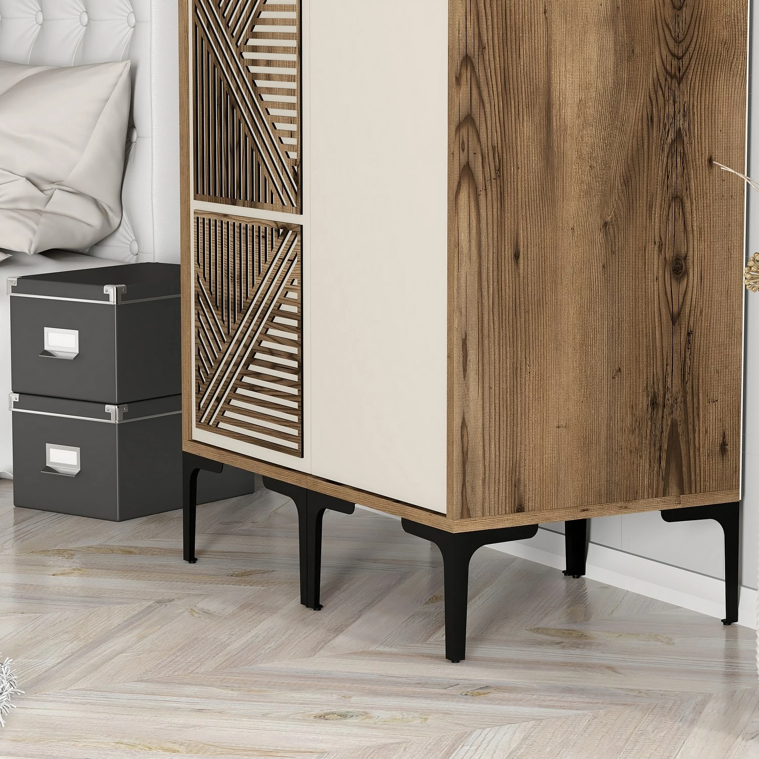 Dollap Skye Decor, ngjyrë arre dhe krem, Kumsal PS