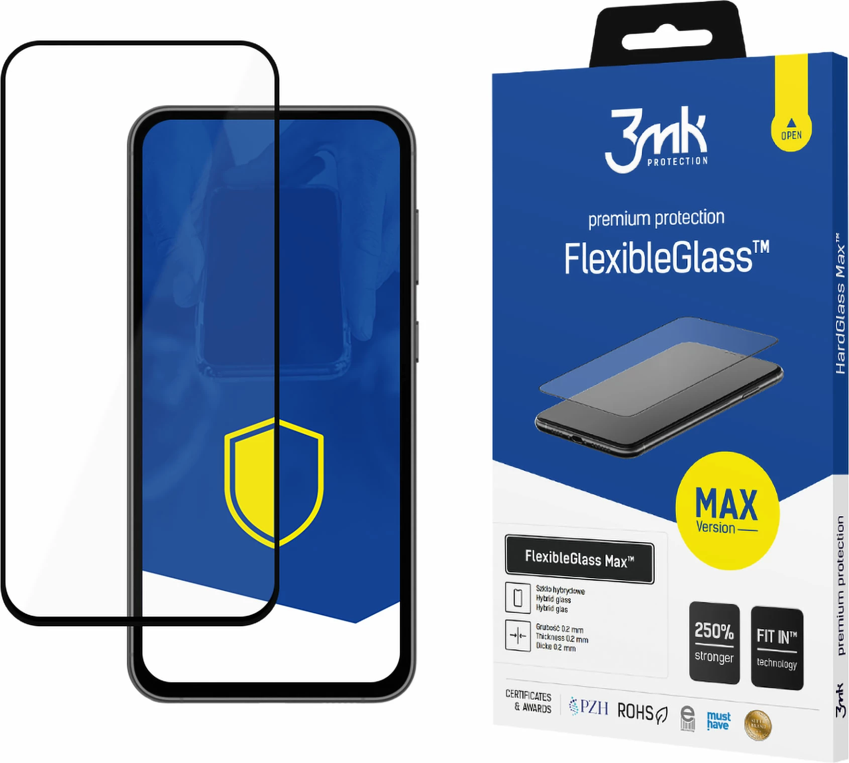 Mbrojtës ekrani hibrid 3mk FlexibleGlass Max për Samsung Galaxy S23 FE, Transparent/Black