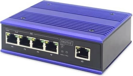 Switch DIGITUS DN-651120, 4-Port Gigabit, 30W PoE, Blu
